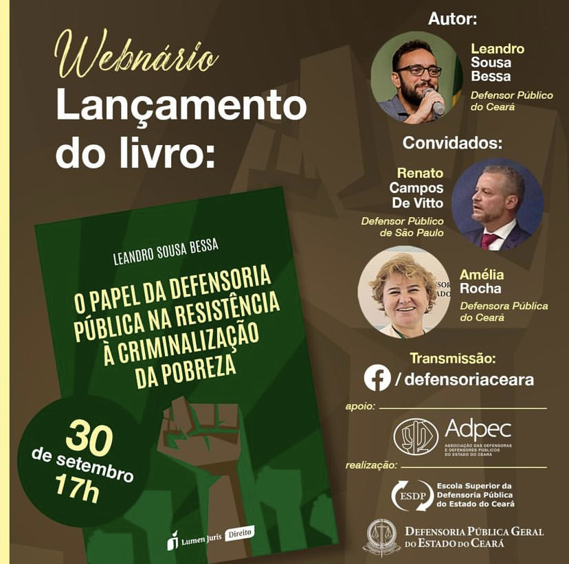 Webnário Lançamento do Livro - O papel da Defensoria Pública na resistência à criminalização da pobreza